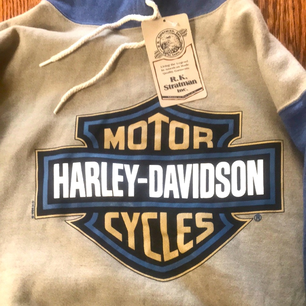 NWT vintage Harley Davidson color block hooded sweatshirt